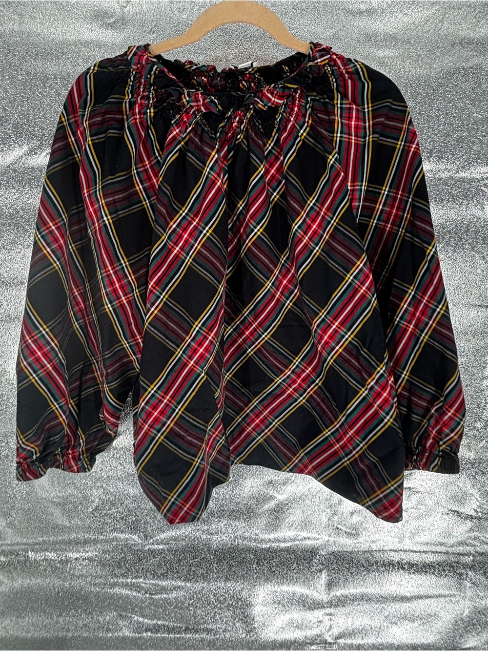 J. Crew Holiday Tartan Plaid Long Sleeve Blouse - Picture 7 of 7